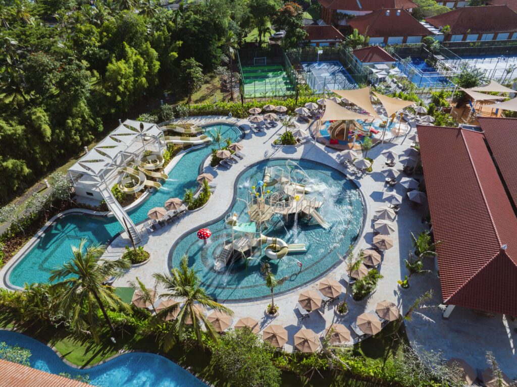 Aerial view of the Aquazone Water Theme Park at Paradisus by Meliá Bali