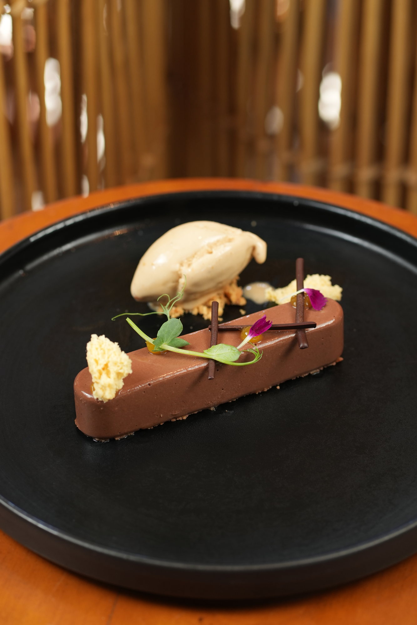 A chocolate dessert bar with ice cream and honeycomb at ARUM, Paradisus by Melia Bali