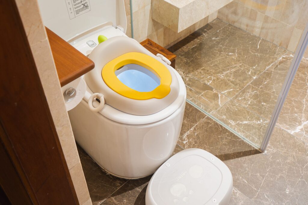 A child toilet adapter seat fitted to the toilet in a Family Concierge suite