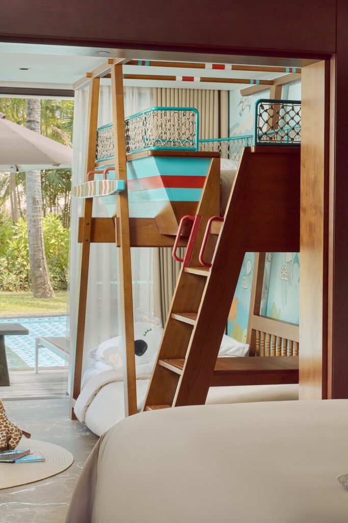 The boat-shaped bunk bed in a Family Concierge suite at Paradisus by Meliá Bali