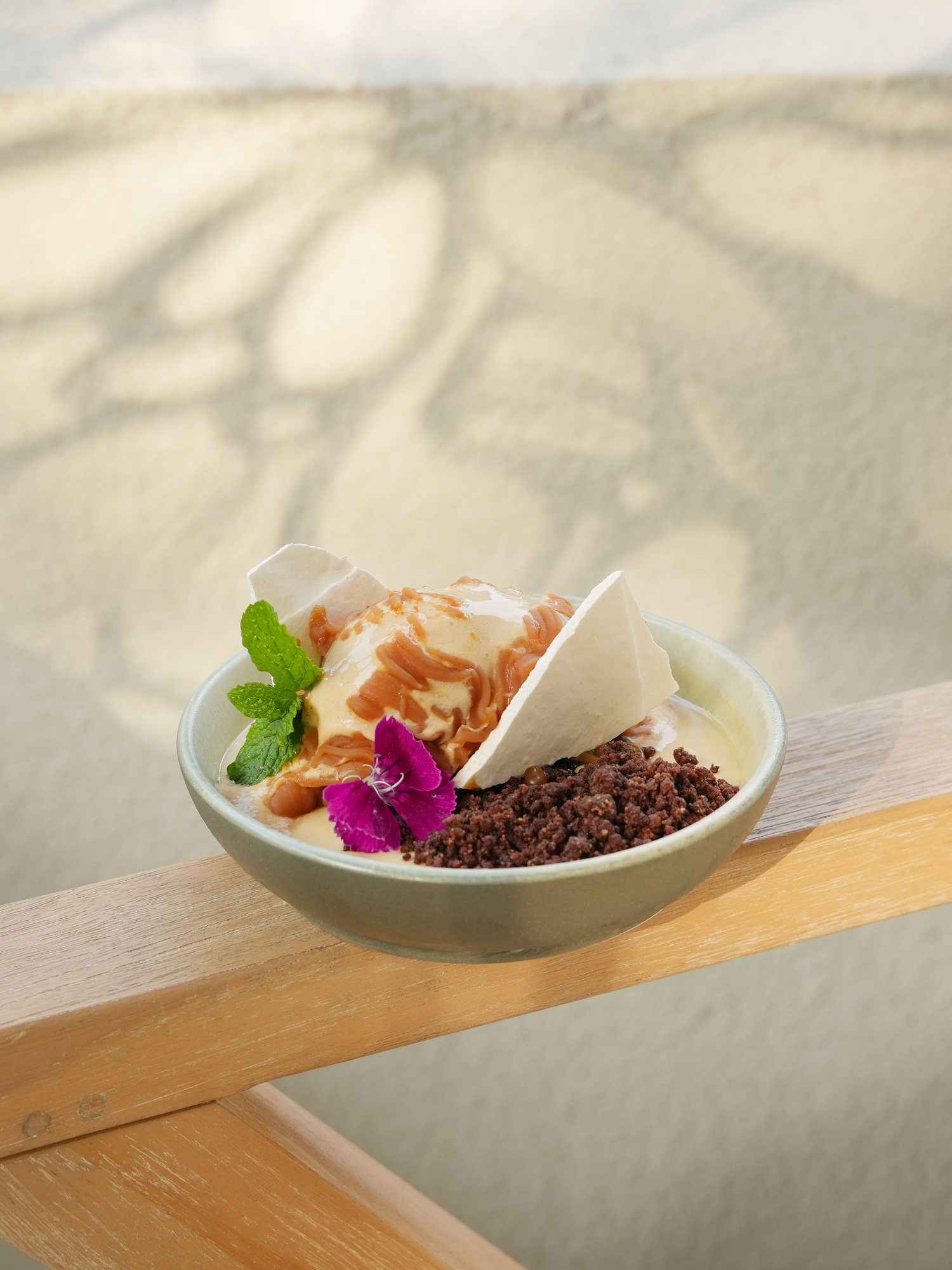 Ice cream with dulce de leche, chocolate crumb and meringue at Kanna Beach, Paradisus by Melia Bali